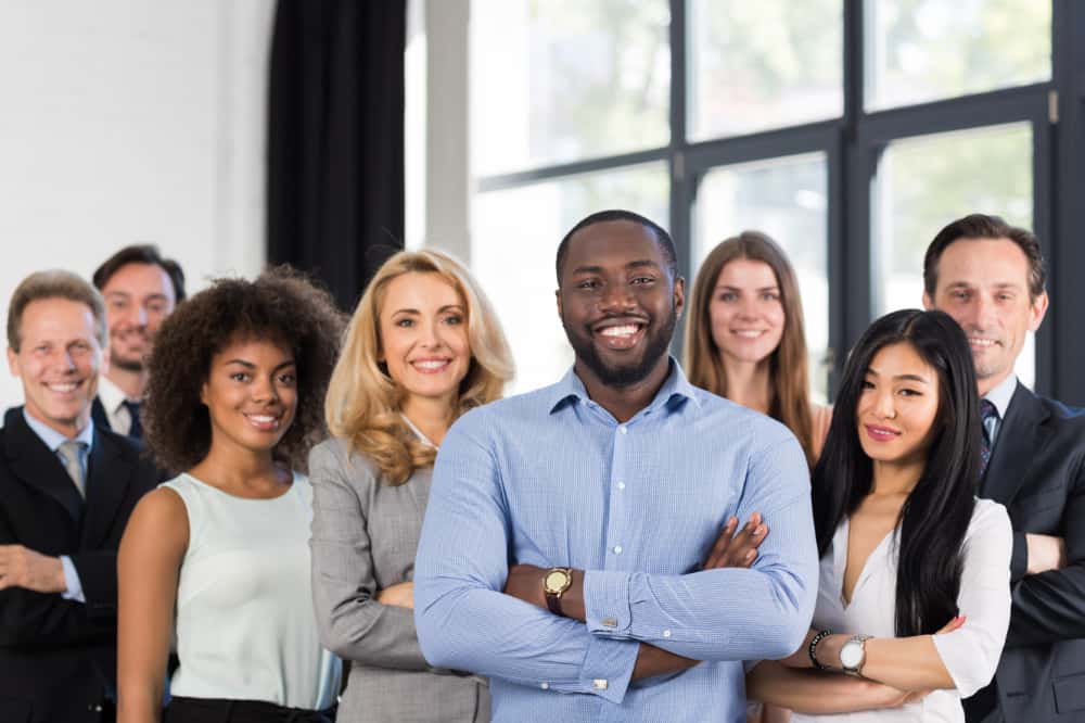 Business team standing together for image